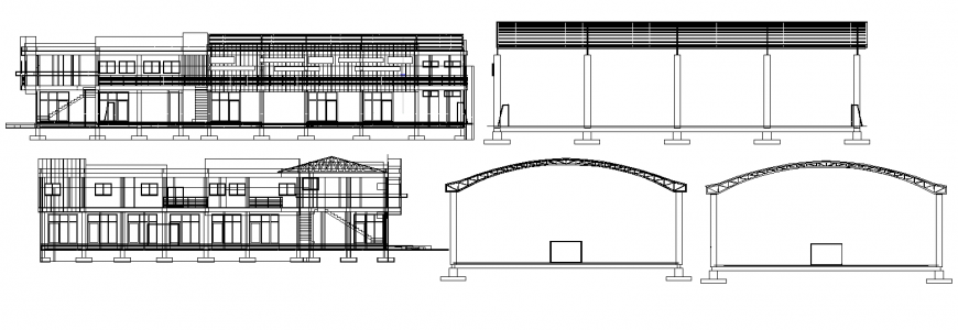 Industrial shade section and elevation drawing in dwg file.