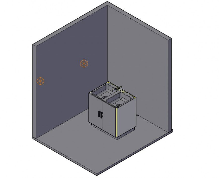 Industrial sink 3d model in dwg AutoCAD file.