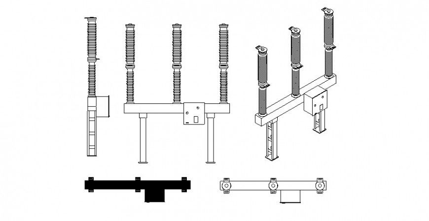 Industrial switch detail drawing in dwg AutoCAD file.