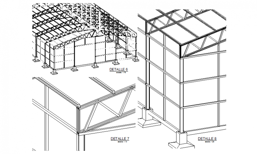 Industrial warehouse constructive sectional details dwg file