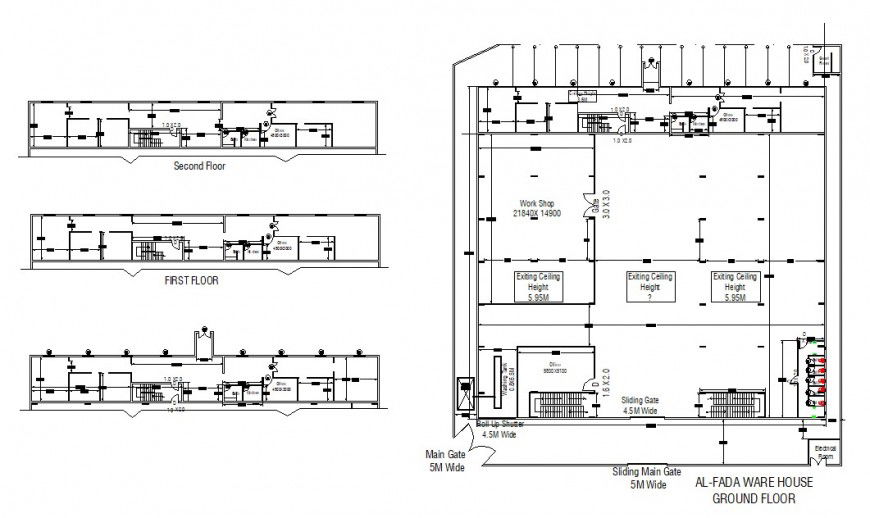 Industrial warehouse floor plan distribution cad drawing details dwg file