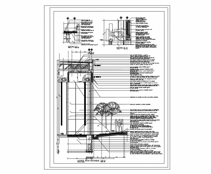Industrial warehouse section-constructive details dwg file