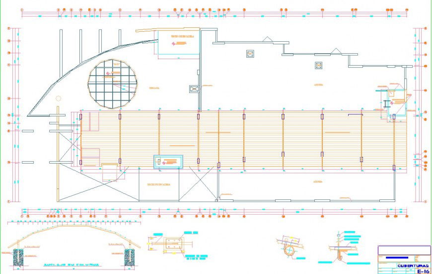 Industry drawing plan and section drawing in dwg file.