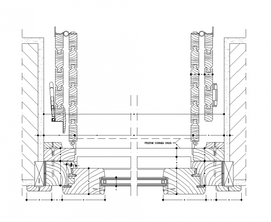 Inf est wood sectional elevation with furniture block dwg file