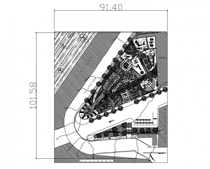 Infantile park layout plan and landscaping structure details dwg file