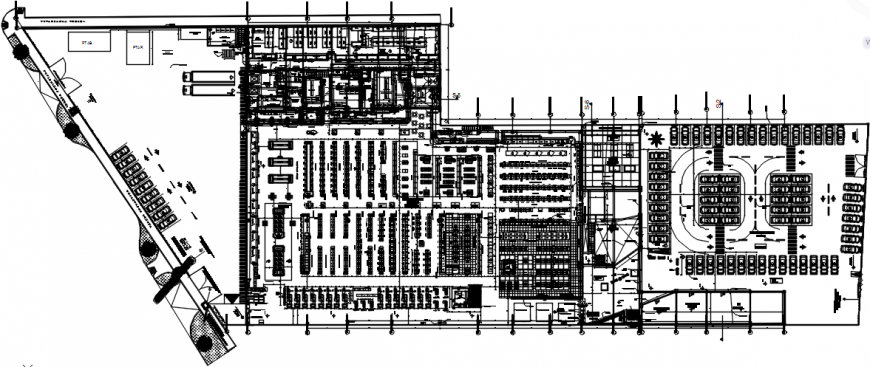 Infrastructure shopping mall distribution plan cad drawing details dwg file