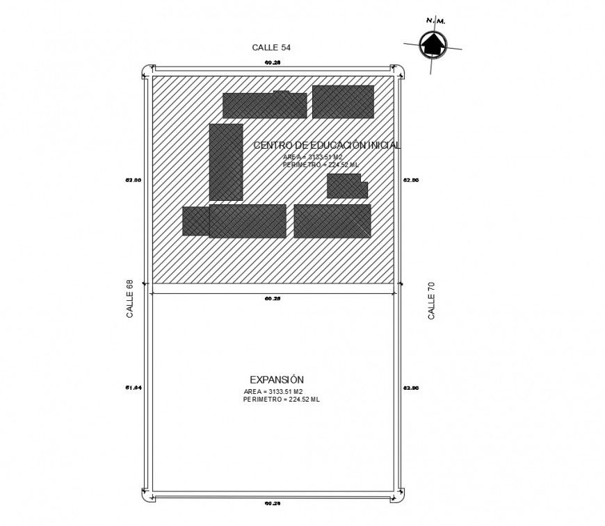 Initial education center building site plan cad drawing details dwg file