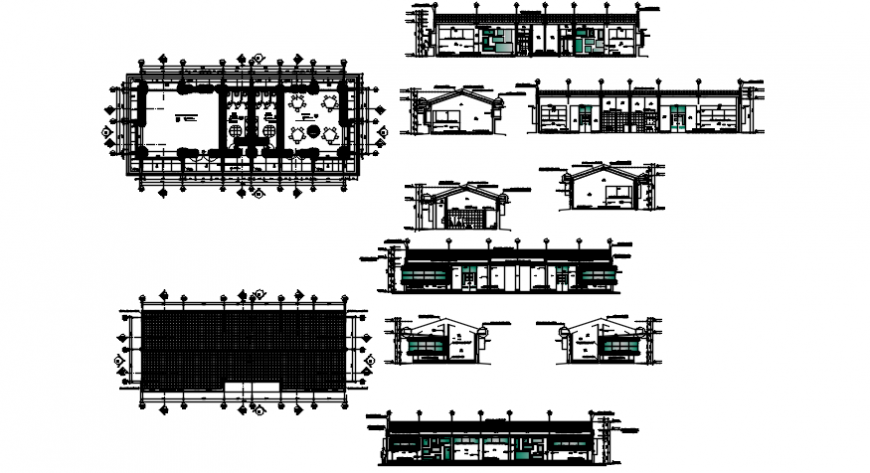 Initial plan of hotel and elevation in auto cad file