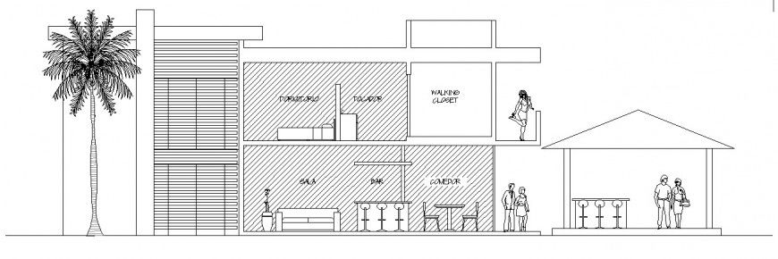 Inner interior sectional detail of house