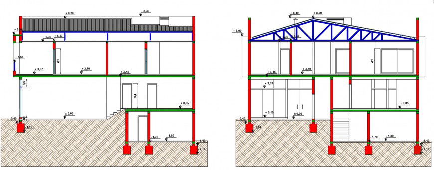 Inner sectional detail of a commercial and housing building file