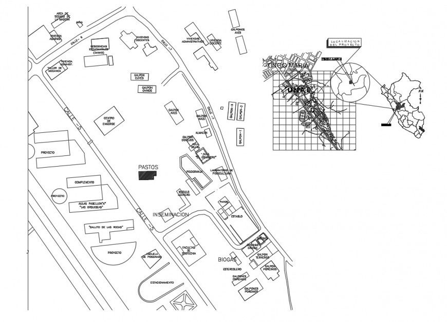 Insemination laboratory site plan and location map details dwg file