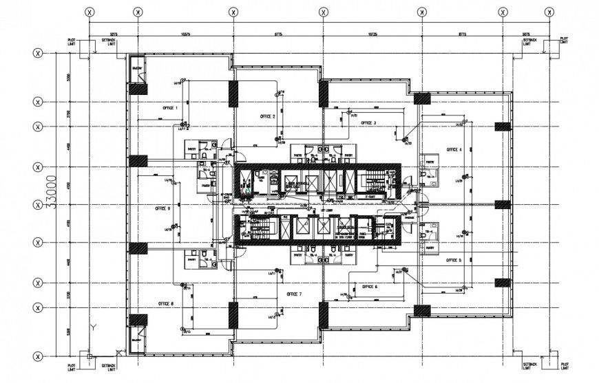 Installation detail of fire alarm in a commercial building in dwg file