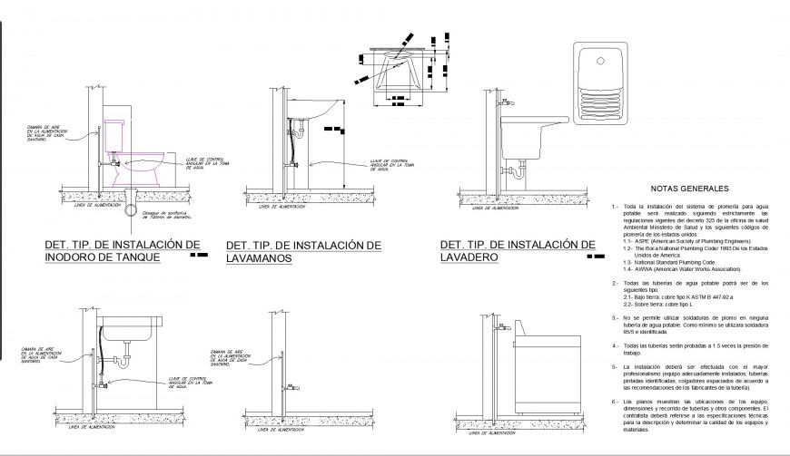 Sanitary Installation Layout for Residential CAD Plan