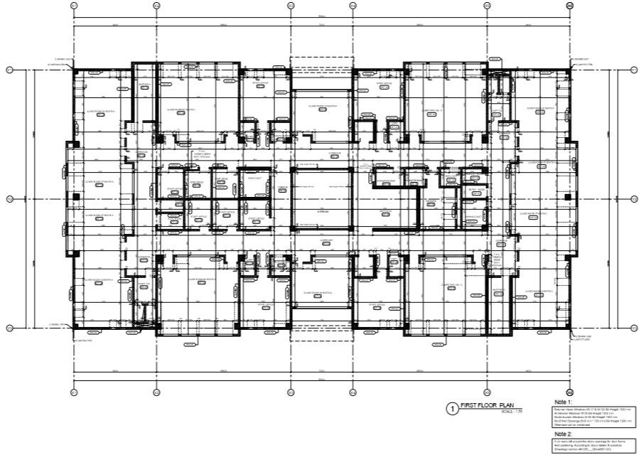 institutional building first floor plan with all detail