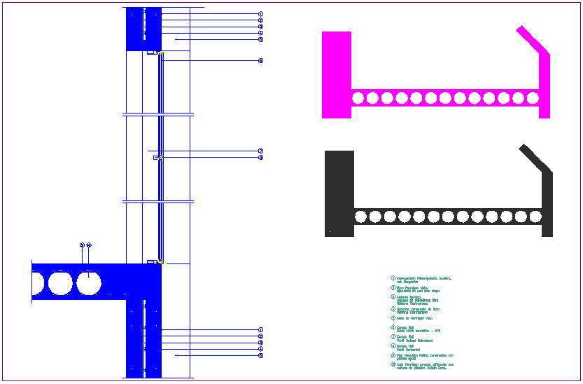 insulated concrete wall detail with construction view dwg file