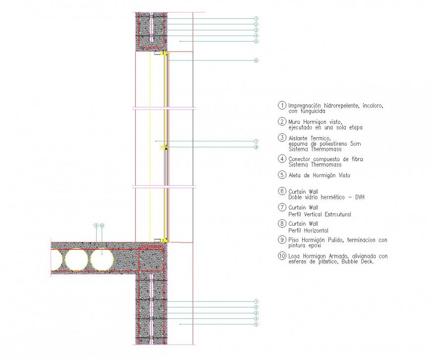 Insulated concrete wall detail elevation autocad file