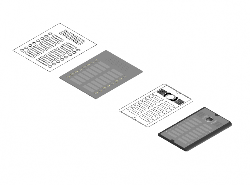 Intercom machines 2d and 3d elevations cad drawing details dwg file