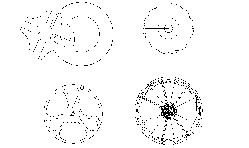 Interesting wheel round shape design figures cad block details dwg file