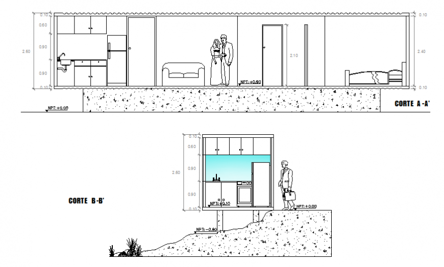Interior design elevation concept sectional detail dwg file