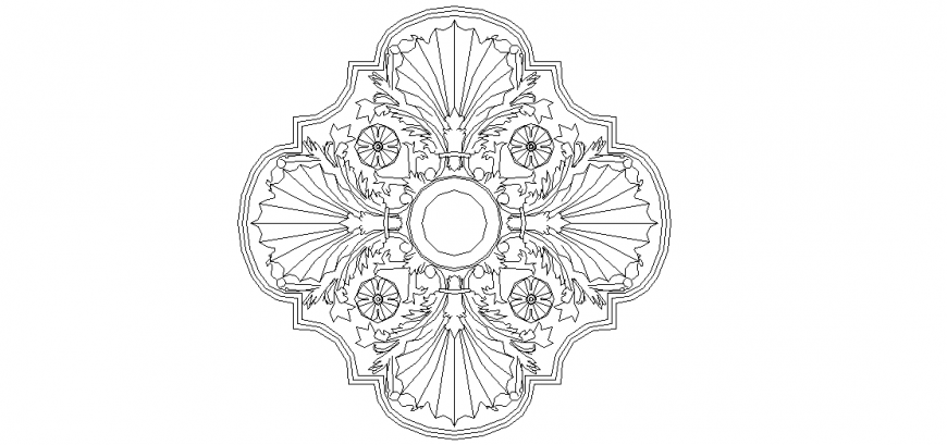 Interior design in view of flower shape pattern in block dwg file