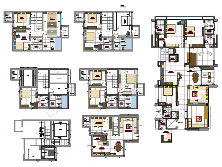 Interior design of bedroom detail in plan dwg file