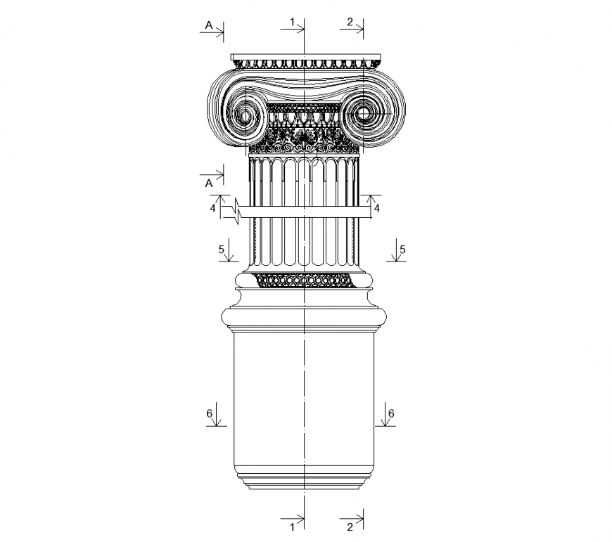 Interior design of column elevation dwg file