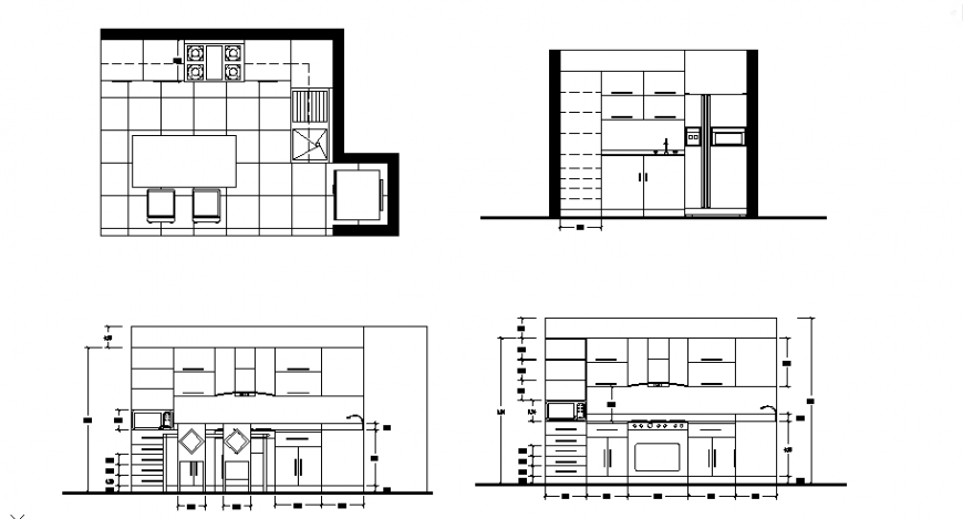 Interior design of kitchen elevation design drawing