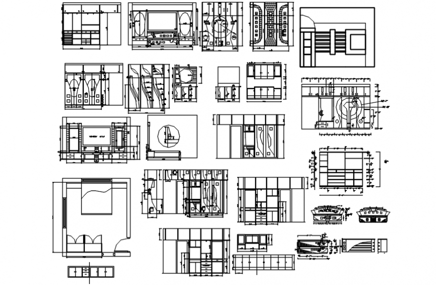 Interior design of master bedroom cad file