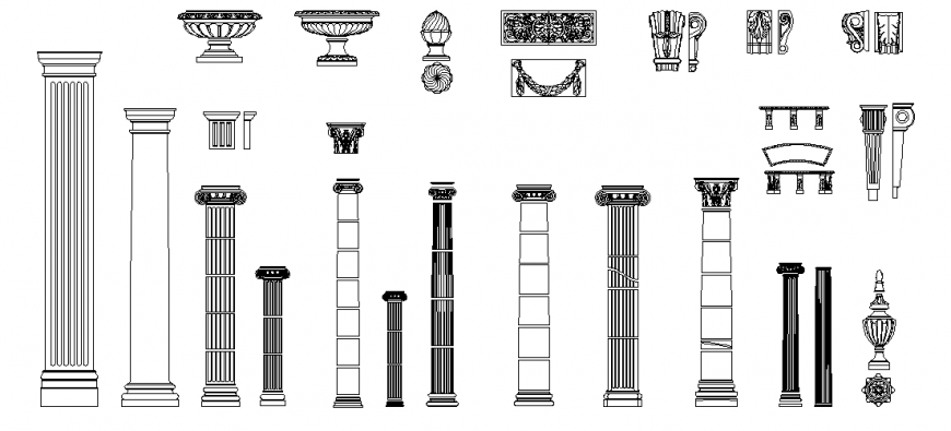 Interior detail with different portion design dwg file