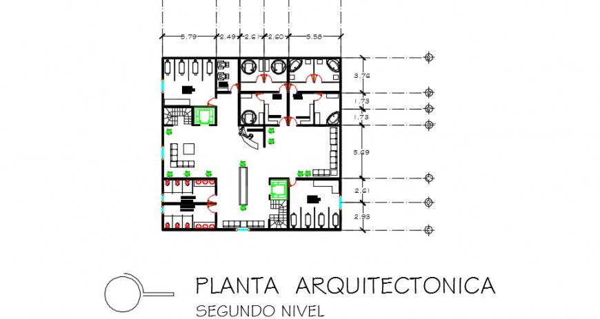 Interior detailing layout plan of a fitness center dwg file