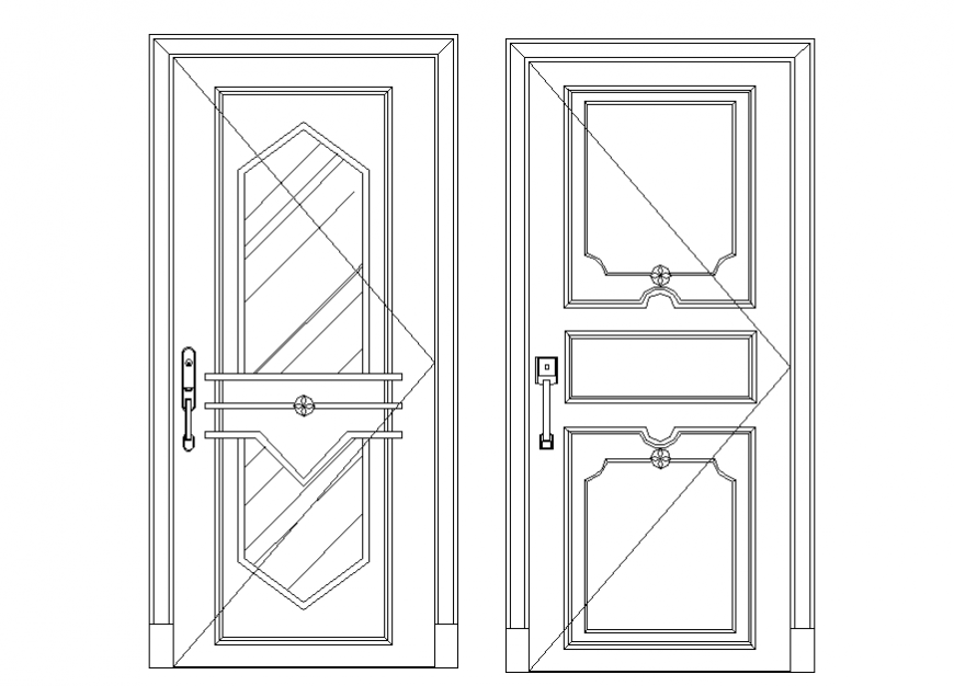 Interior doors elevation detail dwg file