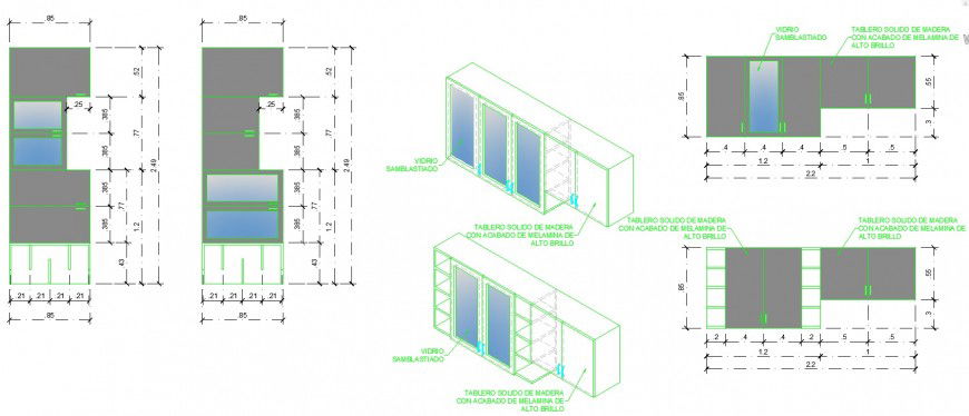 Interior drawing of kitchen cabinet in dwg file.