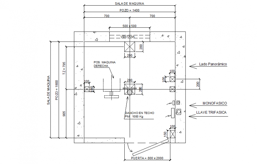 Interior elevator installation machine room floor cad drawing details dwg file