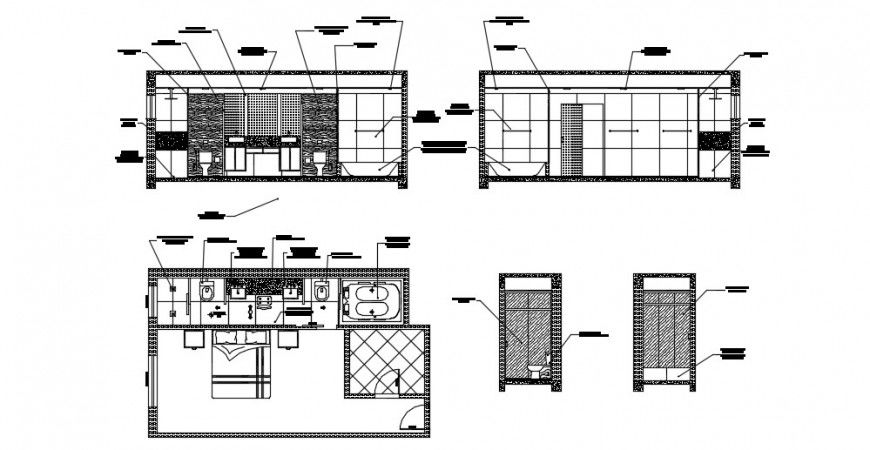 Interior of a bathroom with sectional elevation detail dwg file