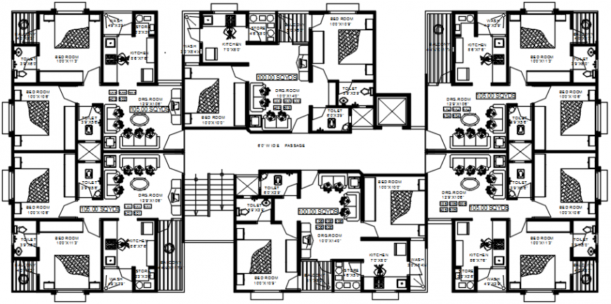 Interior project dwg file top view detail