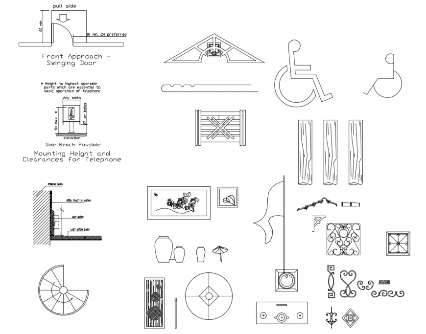 Interior symbols and design blocks 2d view autocad file