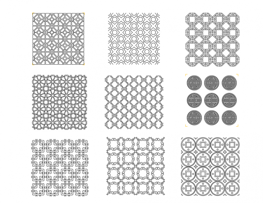 Interior tiles cad block Chinese pattern cad drawing details dwg file