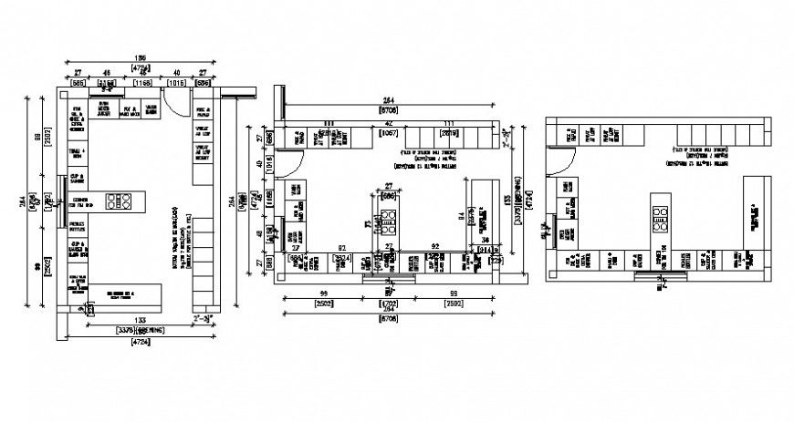 Interior view of kitchen plan in AutoCAD software