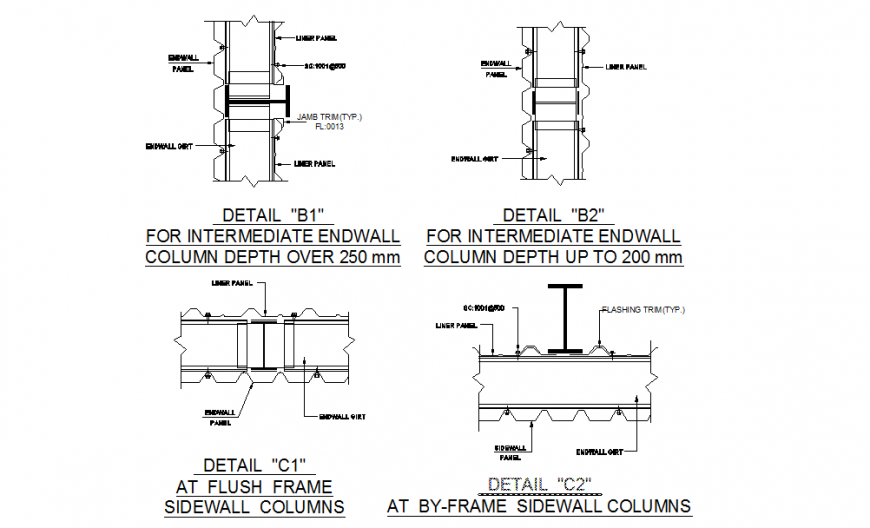 Intermediate endwall column depth up to 200 mm Design