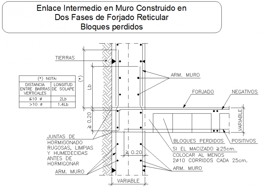 Intermediate wall link built in two phases of forged reticular blocks lost layout file
