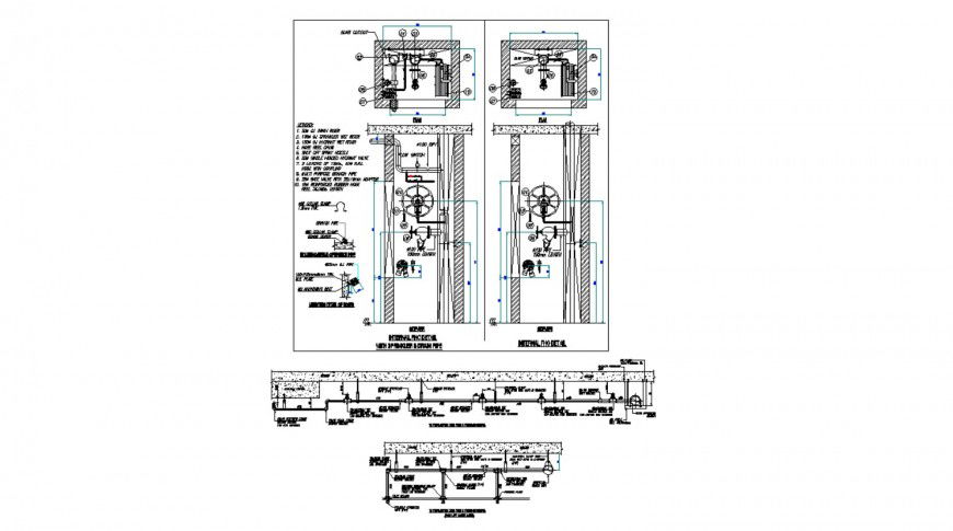 Internal FHC details with sprinkle and drainage cad plumbing details dwg file