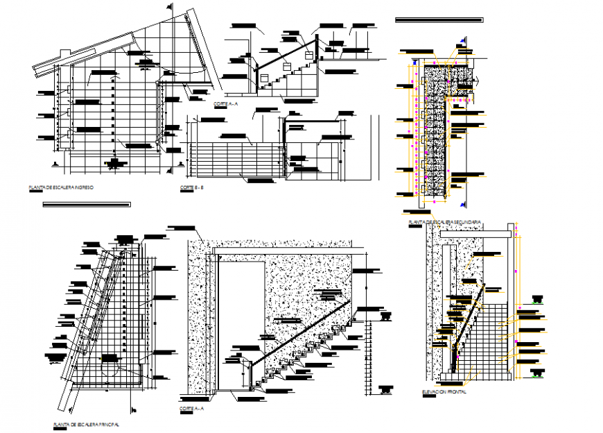 Internal Stairs construction detail drawing in dwg AutoCAD file.