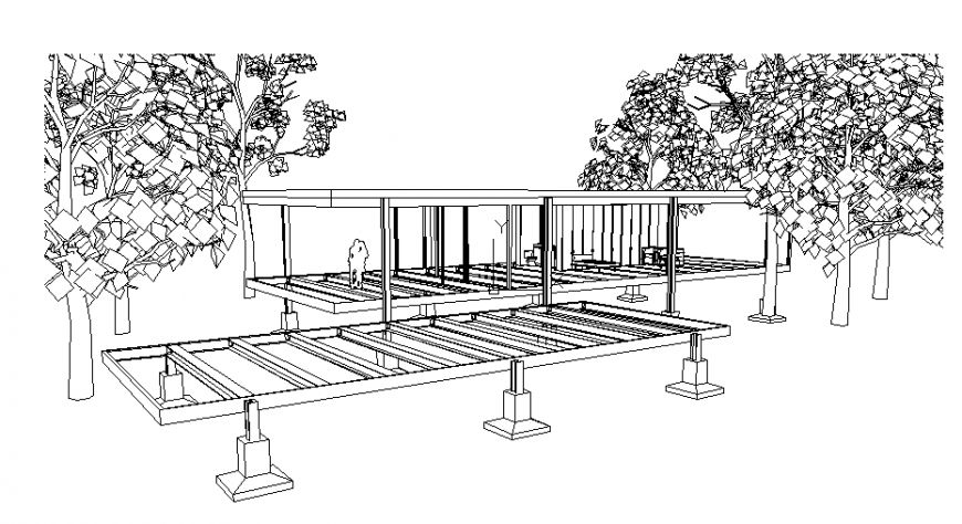 Internal view of Structural perspective of steels design drawing