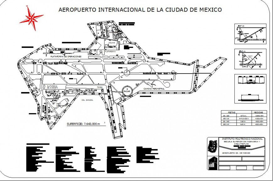 International airport detail 2d view layout file in autocad format