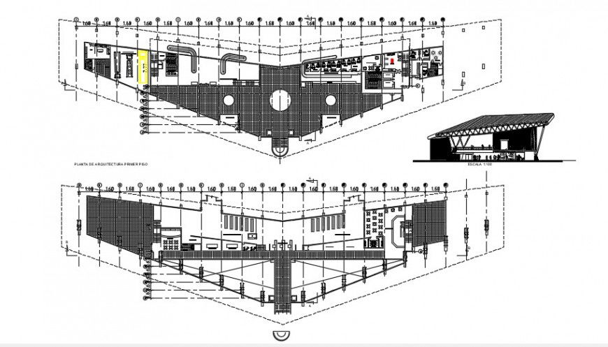 International airport floor plan distribution and structure drawing details dwg file