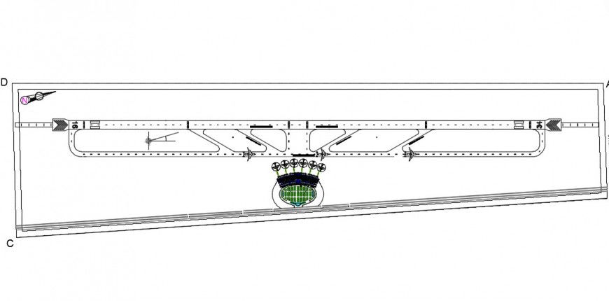 International airport road lane top view plan dwg file