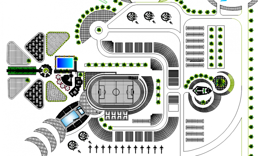 International sports ground layout plan cad file