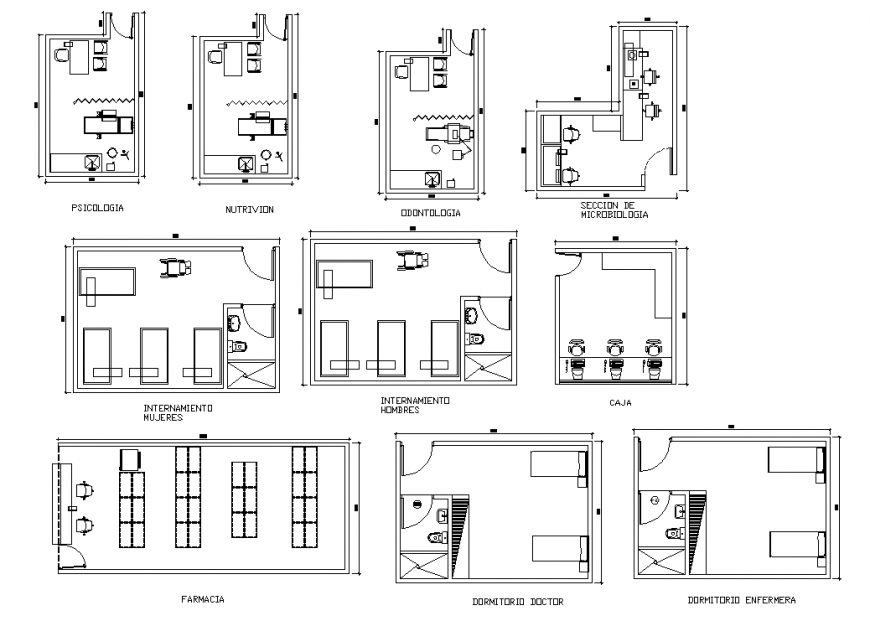 Internment men and dicrote bed room planning detail dwg file