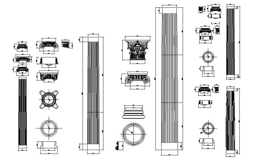 Ionic columns autocad dwg file