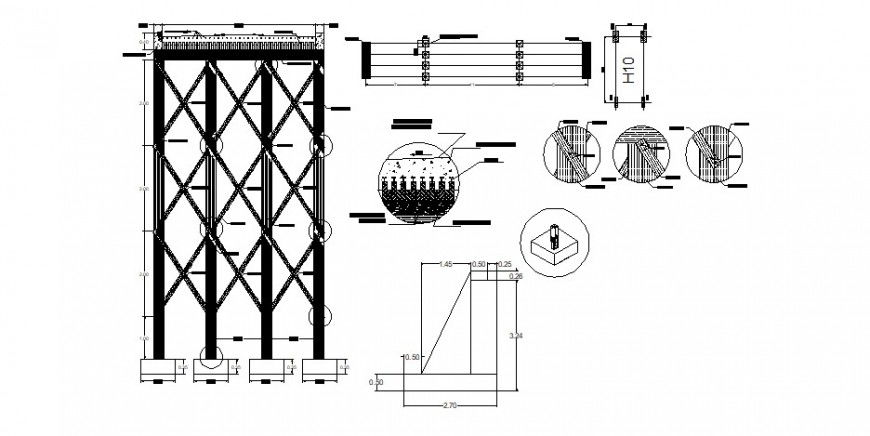 Iron gate section and installation cad drawing details dwg file